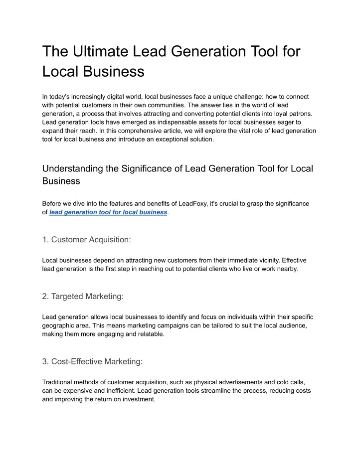the ultimate lead generation tool for local