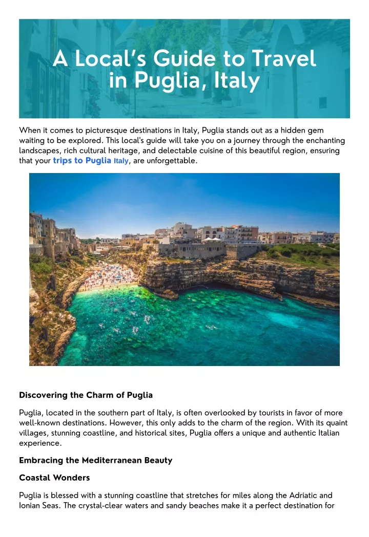 a local s guide to travel in puglia italy