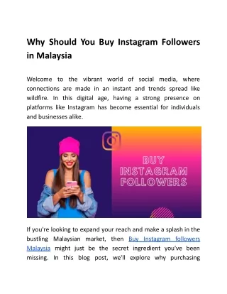 Why Should You Buy Instagram Followers in Malaysia