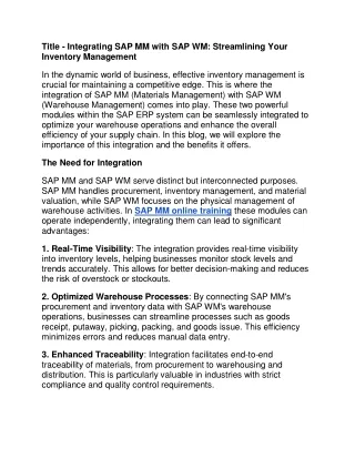 title integrating sap mm with sap wm streamlining