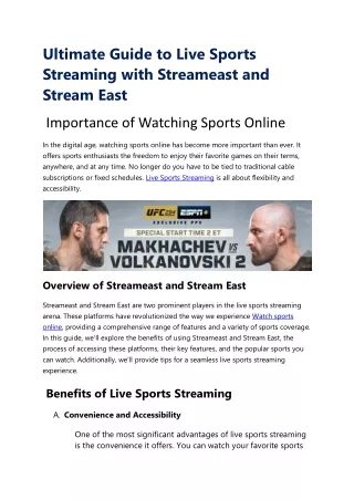 Streameast Live Sports Streaming - Ultimate Guide to Live Sports Streaming with Streameast and Stream East