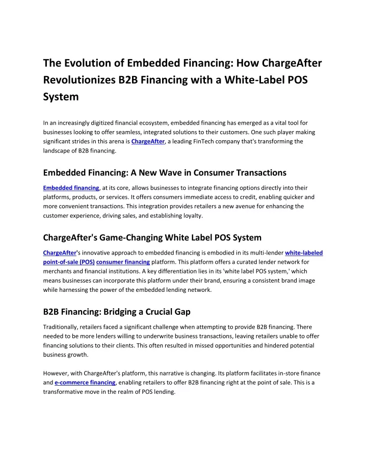the evolution of embedded financing