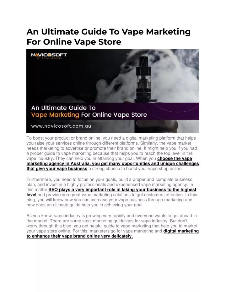 an ultimate guide to vape marketing for online