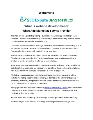 Whatsapp Marketing Service  SEO Expert Bangladesh LTD