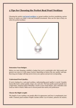 5 Tips for Choosing the Perfect Real Pearl Necklace