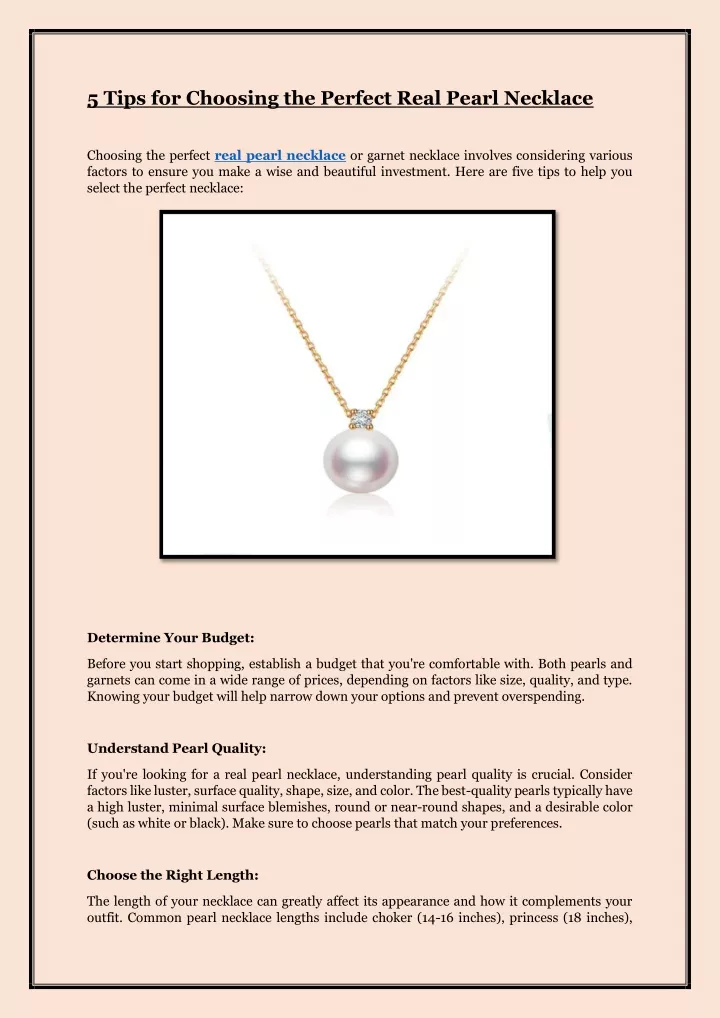 5 tips for choosing the perfect real pearl