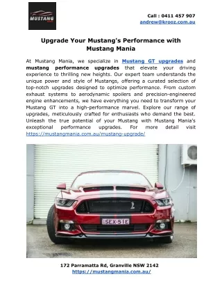 Upgrade Your Mustang's Performance with Mustang Mania