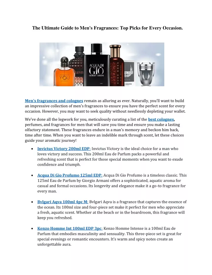 the ultimate guide to men s fragrances top picks