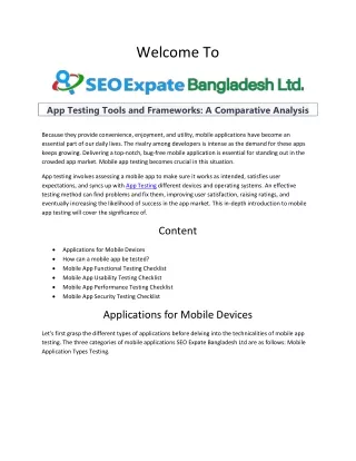 App Testing Tools and Frameworks A Comparative Analysis