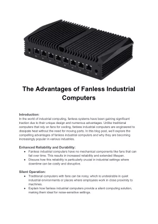 The Advantages of Fanless Industrial Computers - Trikuta Global