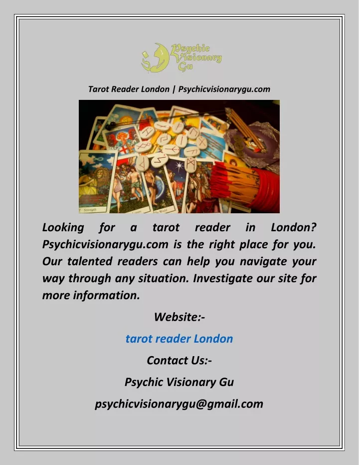 tarot reader london psychicvisionarygu com