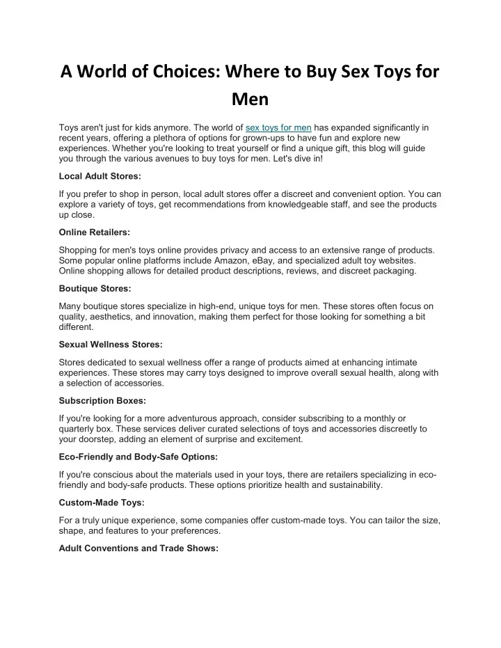 a world of choices where to buy sex toys for men