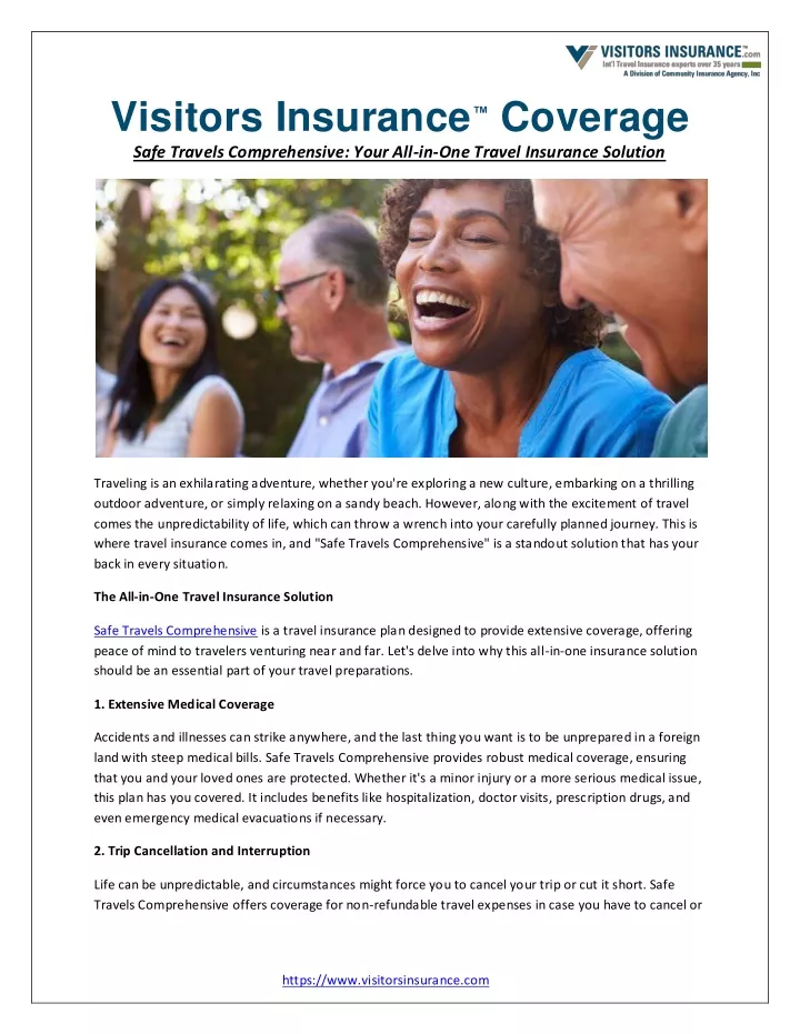 visitors insurance coverage safe travels