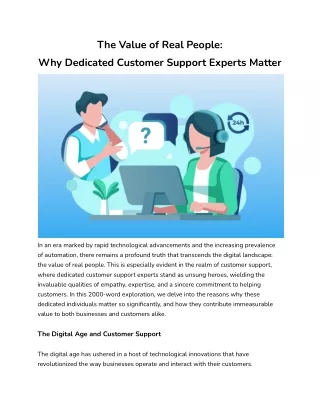 The Value of Real People-Why Dedicated Customer Support Experts Matter