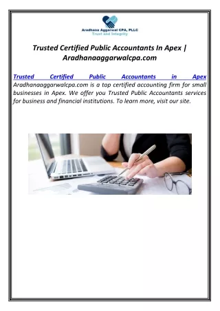 Trusted Certified Public Accountants In Apex | Aradhanaaggarwalcpa.com