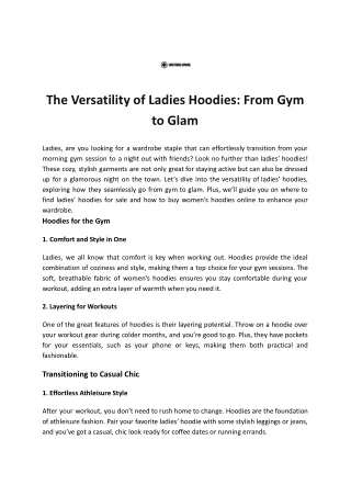 The Versatility of Ladies Hoodies_ From Gym to Glam