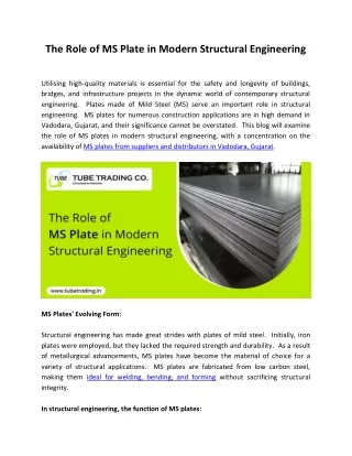 The Role Of MS Plate In Modern Structural Engineering