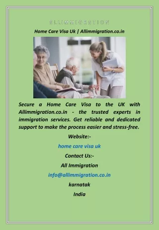 Home Care Visa Uk  Allimmigration.co.in