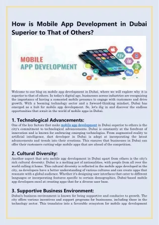 How is Mobile App Development in Dubai Superior to That of Others