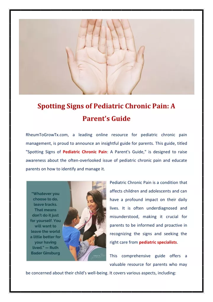 spotting signs of pediatric chronic pain a