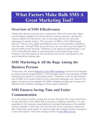 What Factors Make Bulk SMS A Great Marketing Tool