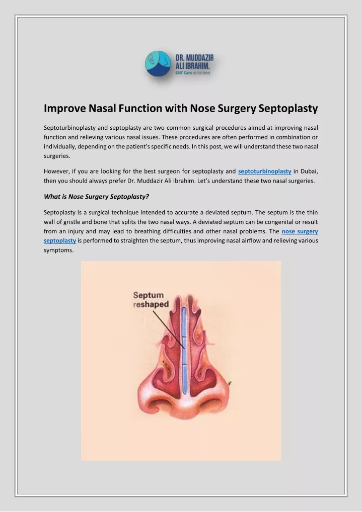 improve nasal function with nose surgery