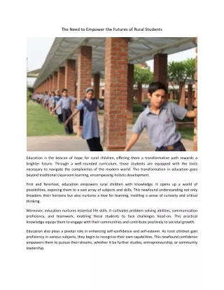 the need to empower the futures of rural students