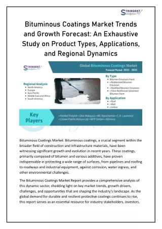 bituminous coatings market trends and growth