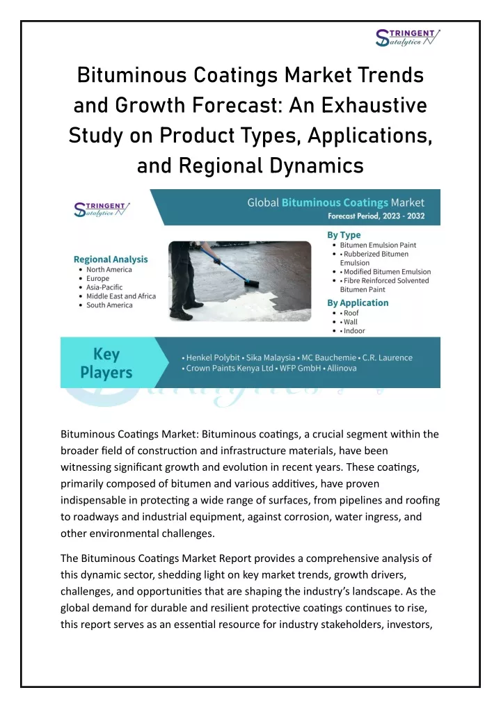 bituminous coatings market trends and growth