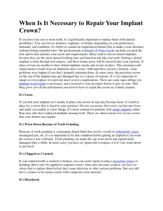 When Is It Necessary to Repair Your Implant Crown