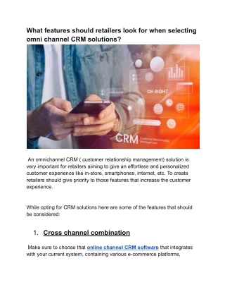 What features should retailers look for when selecting omni channel CRM solutions