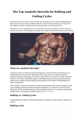 The Top Anabolic Steroids in canada for Bulking and Cutting Cycles