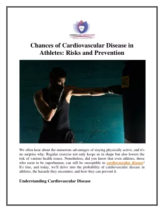 Chances of Cardiovascular Disease in Athletes Risks and Prevention