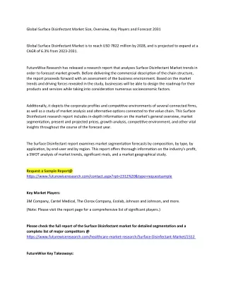 global surface disinfectant market size overview
