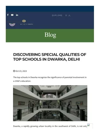 DISCOVERING SPECIAL QUALITIES OF TOP SCHOOLS IN DWARKA, DELHI