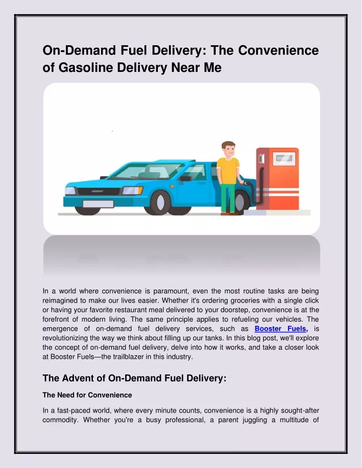 on demand fuel delivery the convenience