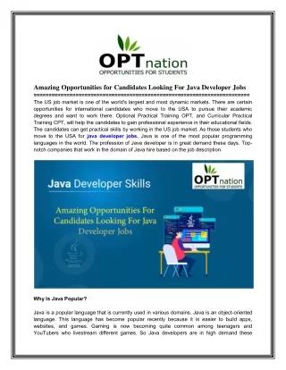 amazing opportunities for candidates looking