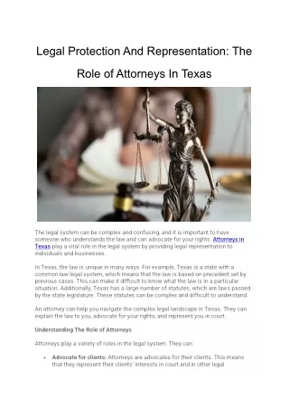 Legal Protection And Representation- The Role of Attorneys In Texas
