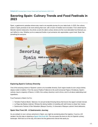 Savoring Spain Culinary Trends and Food Festivals in 2023
