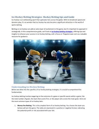 Ice Hockey Betting Strategies- Hockey Betting Tips and Guide