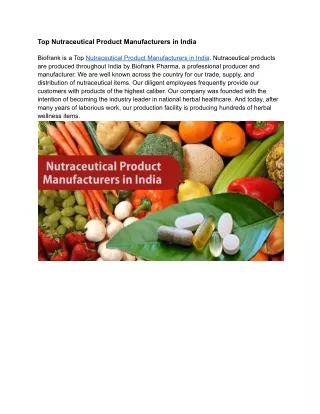 Top Nutraceutical Product Manufacturers in India