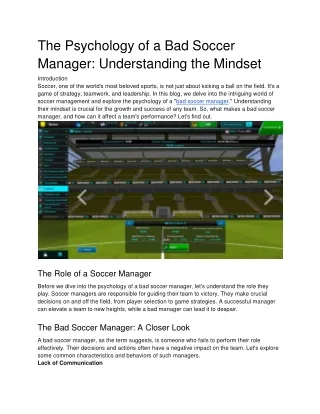 The Psychology of a Bad Soccer Manager_ Understanding the Mindset