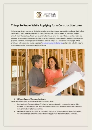 California Construction Loans Building Your Dream Home