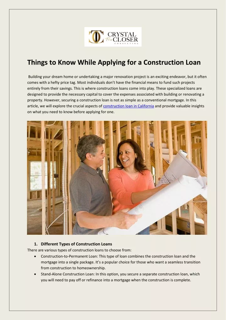 things to know while applying for a construction