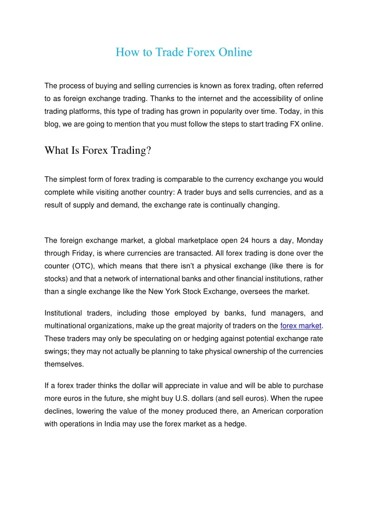 how to trade forex online