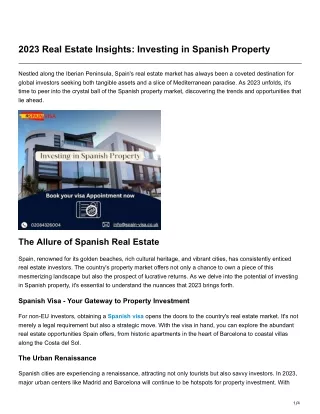 2023 Real Estate Insights Investing in Spanish Property