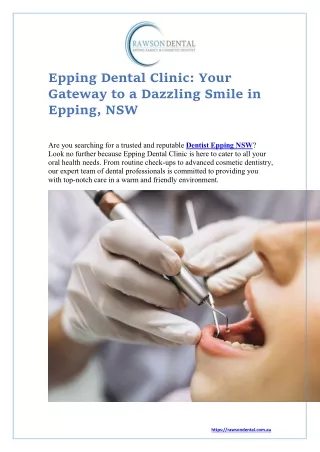 Epping Dental Clinic Your Gateway to a Dazzling Smile in Epping, NSW