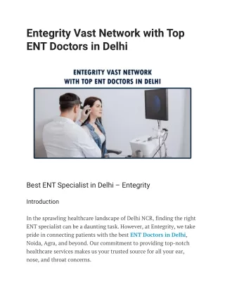 entegrity vast network with top ent doctors