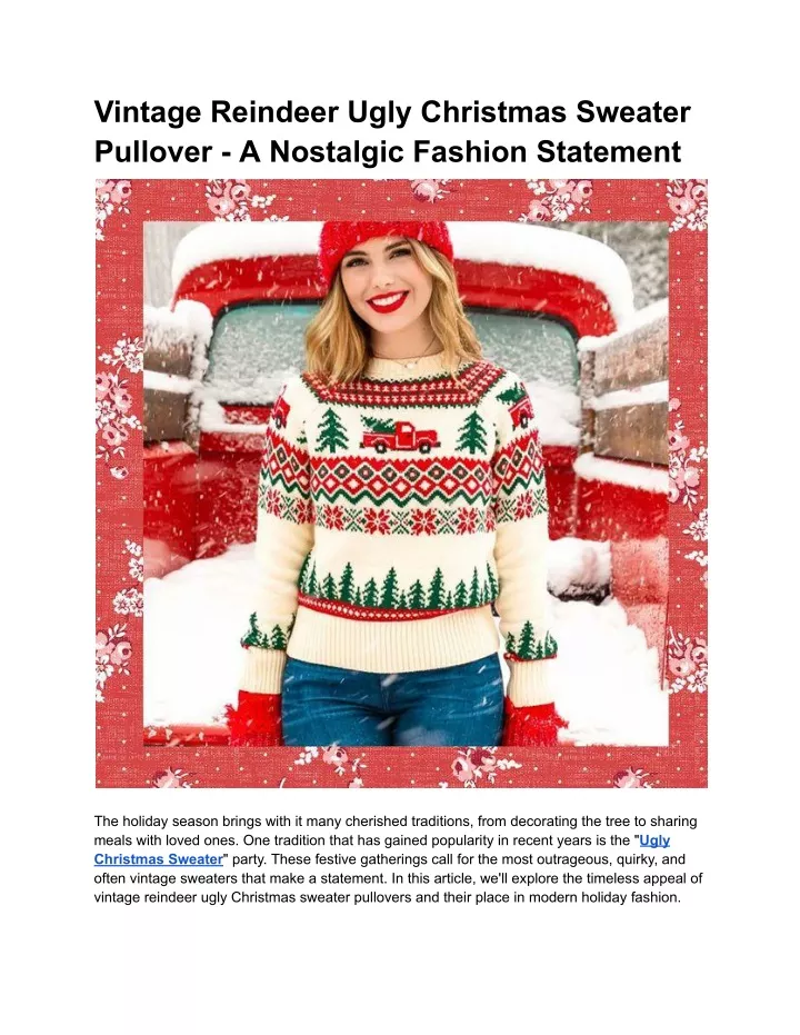 vintage reindeer ugly christmas sweater pullover