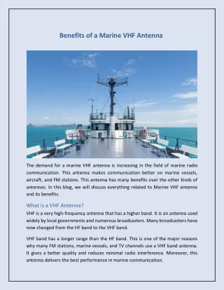 Benefits of a Marine VHF Antenna